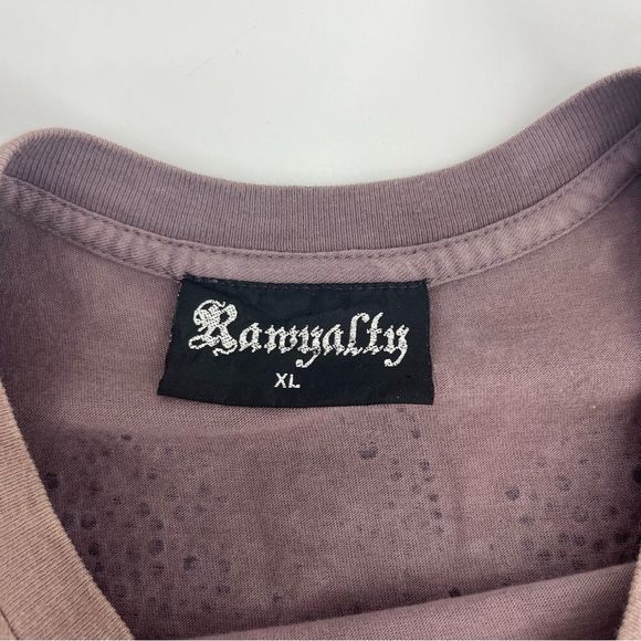 Vintage Rawyalty Shirt Mens XL Brown Y2K Cybergoth Crystal Affliction Punk‎ Glam - Picture 5 of 10